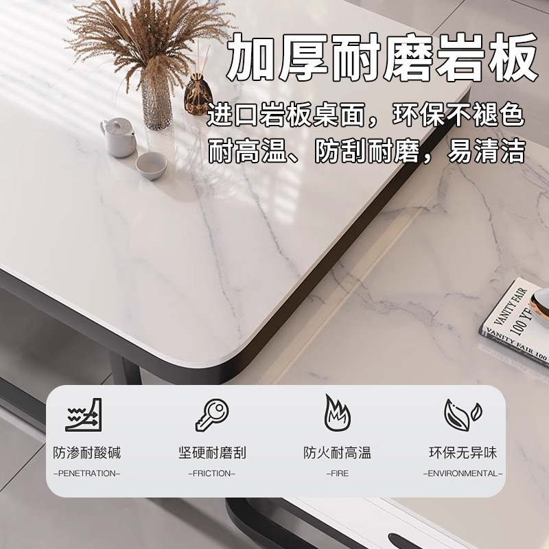 Mesa de té de roca sala de estar de alquiler familiar pequeña casa de lujo simple cuadrado moderno cuadrado de vidrio