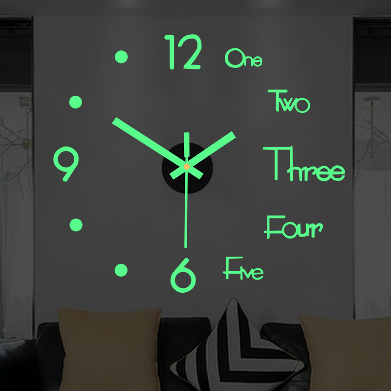 DIY No-Drill Internet-Famous Luminous Wall Clock Simple Creative Clock for Living Room Home Wall Hanging Bedroom Wall-Mounted