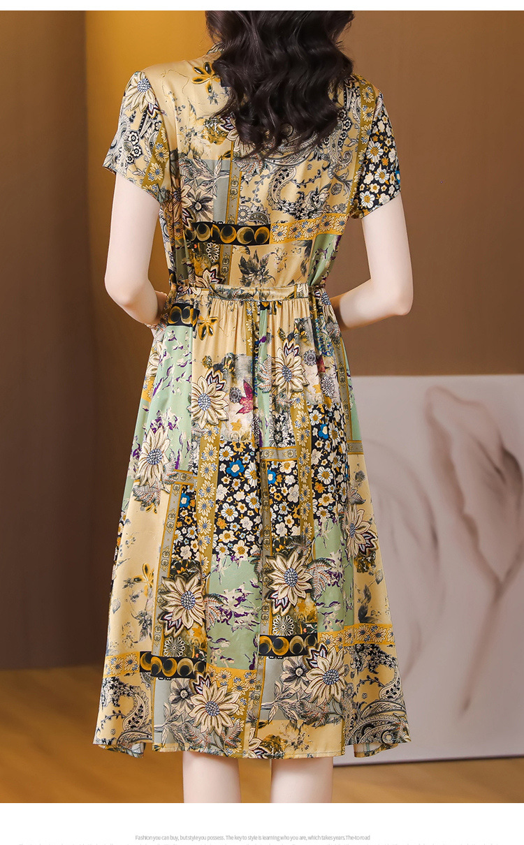 B6914 1810K VÁY ĐẦM LIỀN THÂN NỮ SHED)ST NGẮN TAY MÙA HÈ HỌA TIẾT HOA THỜI TRANG NỮ LỤA TƠ TẰM G05 SẢN PHẨM MỚI