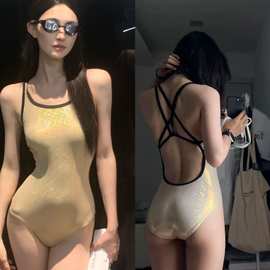 连体泳衣女高级感2025年新款竞速三角遮肚显瘦游泳馆专用泡温泉