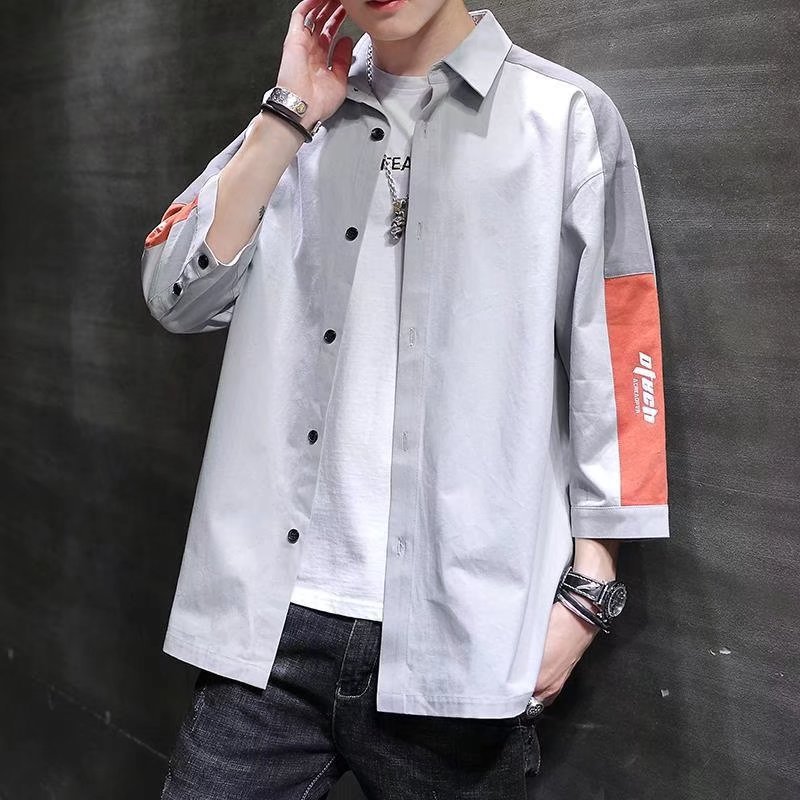 Ropa DE TRABAJO suelta de verano camisa de manga tres cuartos suelta casual volantes guapo media manga camisa de manga corta abrigo moda al por mayor