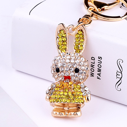Year of the Rabbit mascot diamond rabbit gift couple keychain cute creative pendant pendant Yiwu manufacturer wholesale