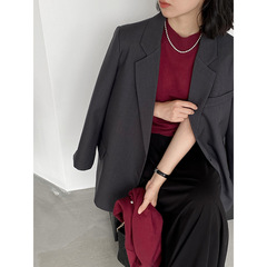 江左高级感灰色老爹气质女式西装外套女2025秋季长袖韩系西服1608