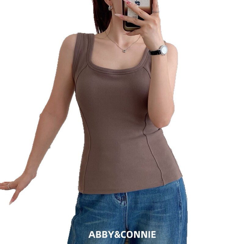 ABBY&CONNIE9998#羽绒保暖背心带胸垫一体修身锁温御寒无袖上衣女|undefined