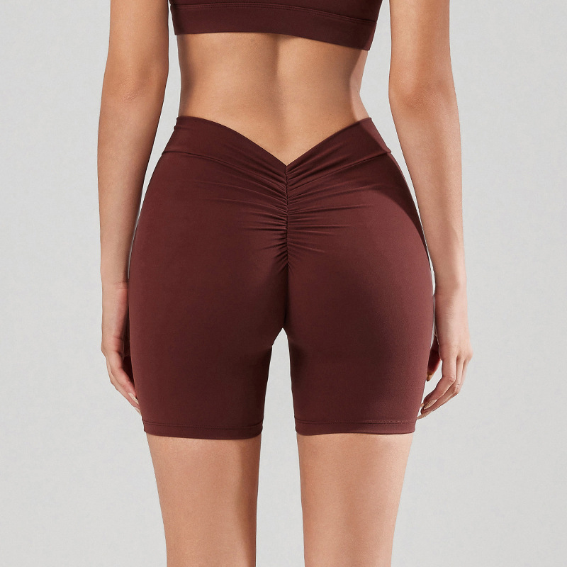 V-Waist Peach Butt High-Elastic Tight-Fitting Leggings Fitness Quick-Drying Sports Running Shorts Women's Slimming Yoga Three-Quarter Pants Butt-Lifting