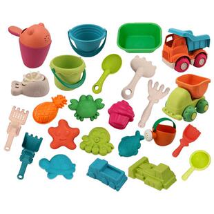 Factory Direct Supply Wheat Straw Beach Toy Car Set Children's Sand Digging Tool Bucket Beach Water Plastic Toys