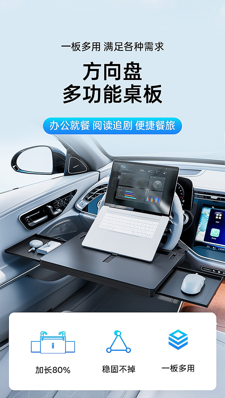 Cross-Border Best-Selling Car Steering Wheel Small Table Board, Car-Mounted Floating Dining Table Board, Water Cup Holder, Multifunctional Small Table Board for the Car