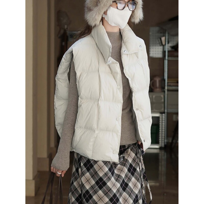Louvre Winter New Korean Style Casual Style Stand-Up Collar down Cardigan Vest Loose Slimming Look Fluffy Warm Top for Women Louvre Winter New Korean Style Casual Style Stand-Up Collar down Cardigan Vest Loose Slimming Look Fluffy Warm Top for Women