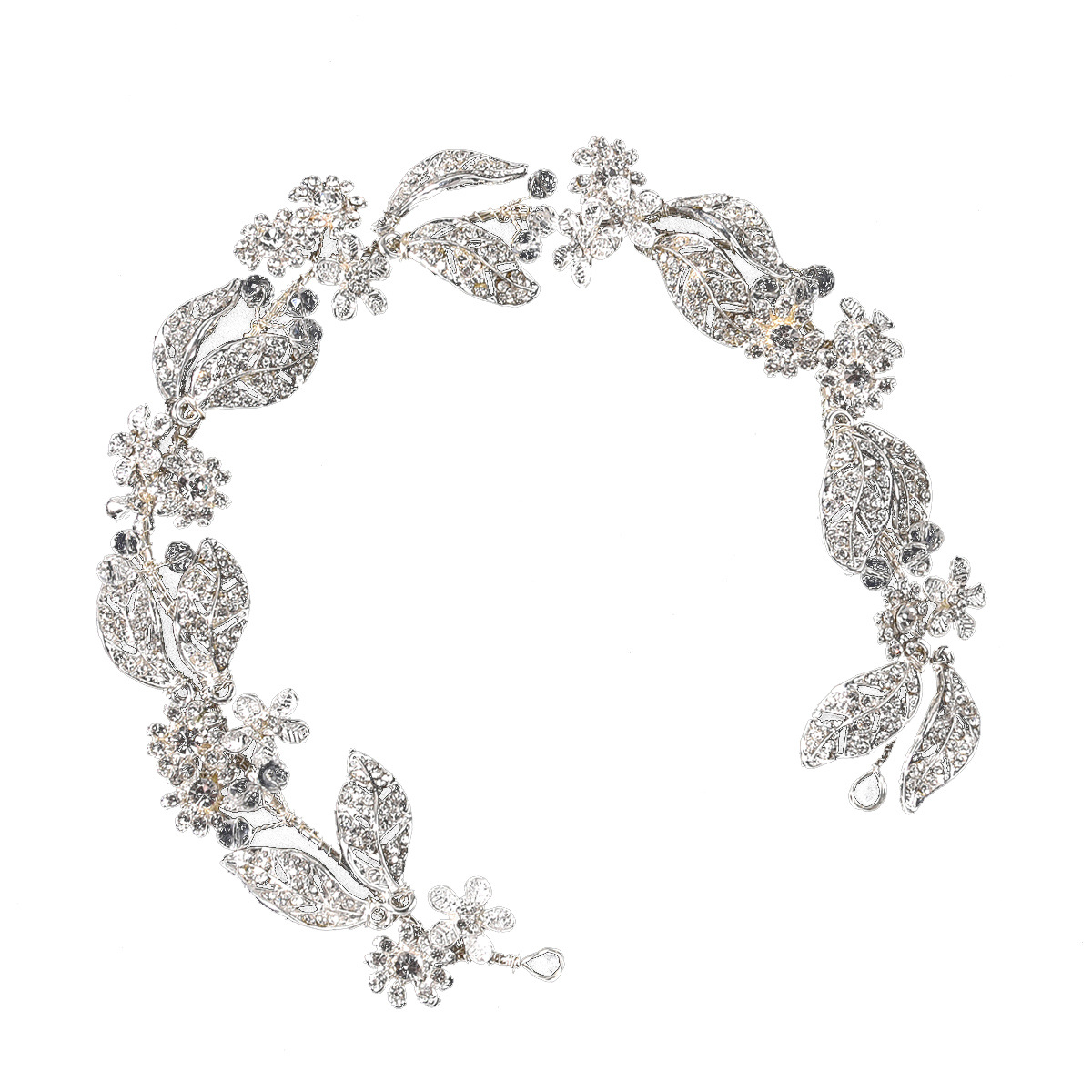 Bridal Wedding Hair Accessories Diamond Leaves Flower Hairband display picture 5