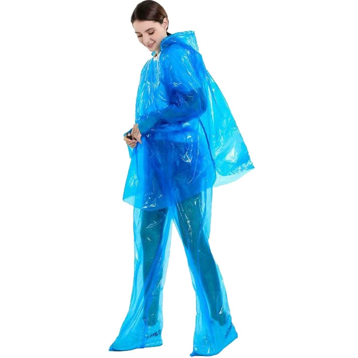 Одноразовый плащ утолщенный сплит-ножки дождевик туристический водонепроницаемый набор для мужчин и женщин