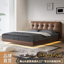 意式极简悬浮床现代轻奢高级感小户型云朵软包悬空感应氛围卧室床