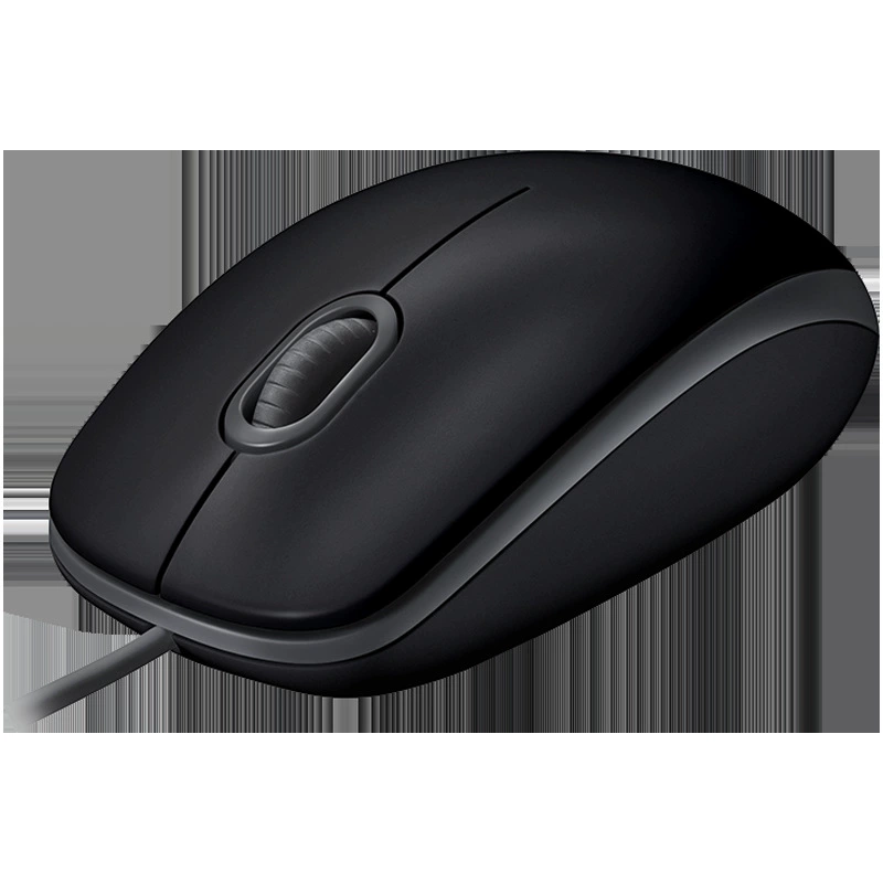Проводная мышь Logitech B100 USB для офиса/домашнего использования, полноразмерная, для левой и правой руки
