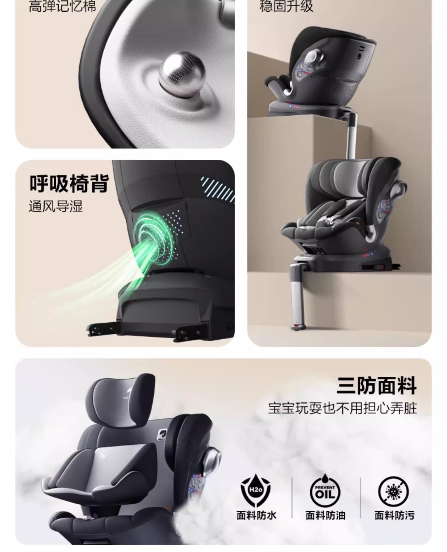 Beibeikasi YaoYing child safety seat for cars, suitable for babies and children aged 0-4-12 years, with 360-degree rotation