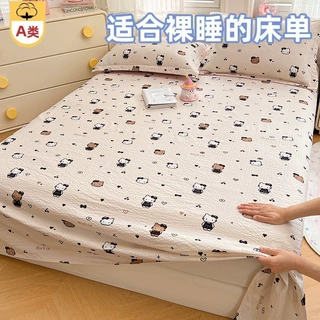 夏季双层纱床单单件裸睡a类母婴级非纯棉全棉宿舍单人被单三件套