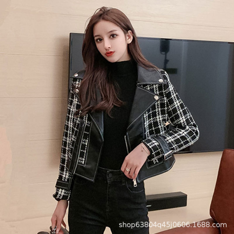 2021 New Spring Autumn and Winter Chanel Style Short Coat Women's Korean Style Ladies Slim-fit Jacket Tweed Leather Trendy