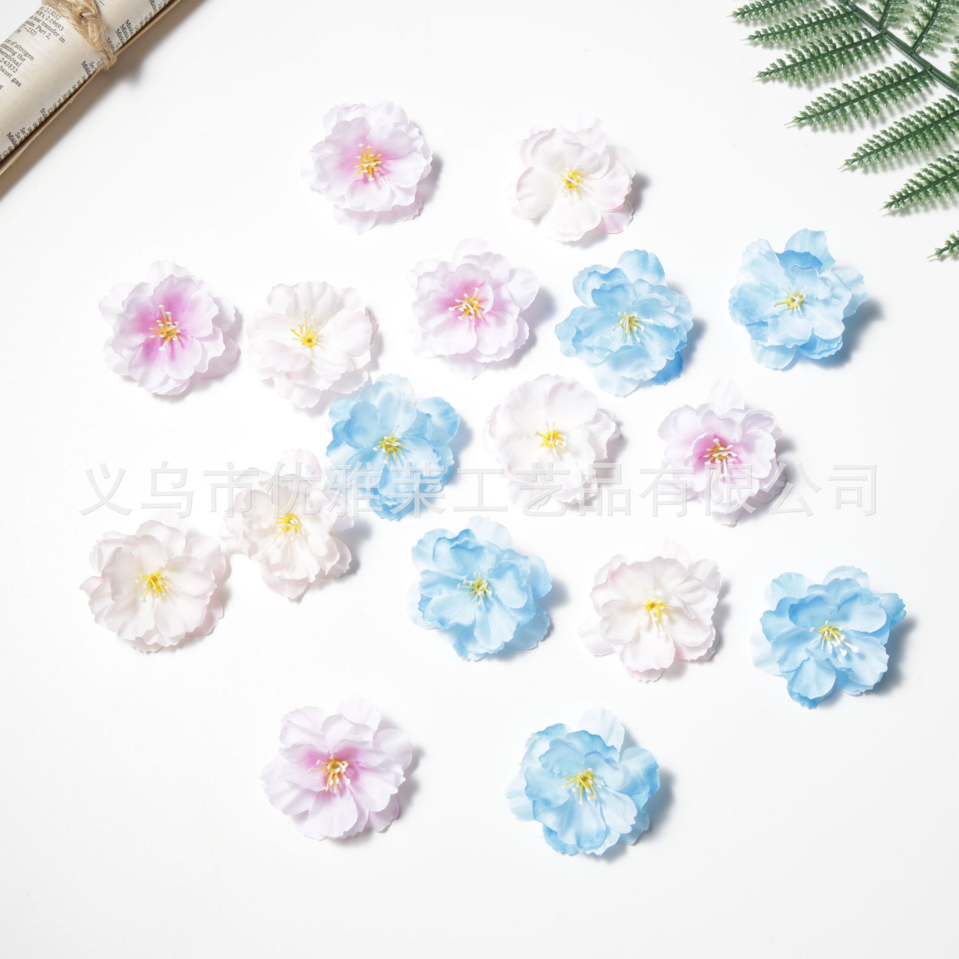Simulated Cherry Blossom Flower Head DIY Hairpin Flower Headdress 5cm Mini Peach Blossom Ins Wedding Flower Wall Accessories Photography Ornaments