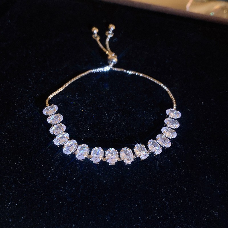 Simple color circón pull-out pulsera de moda elegante todo partido pulsera luz lujo alto sentido pulsera para las mujeres al por mayor