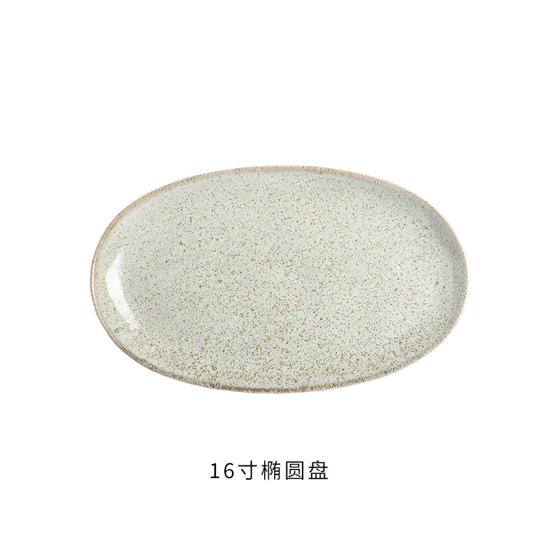 Transfronterizos exclusivos para cubiertos de hotel retrógrados grandes platos de cerámica de alto valor familiar platos de pescado al vapor elípticos