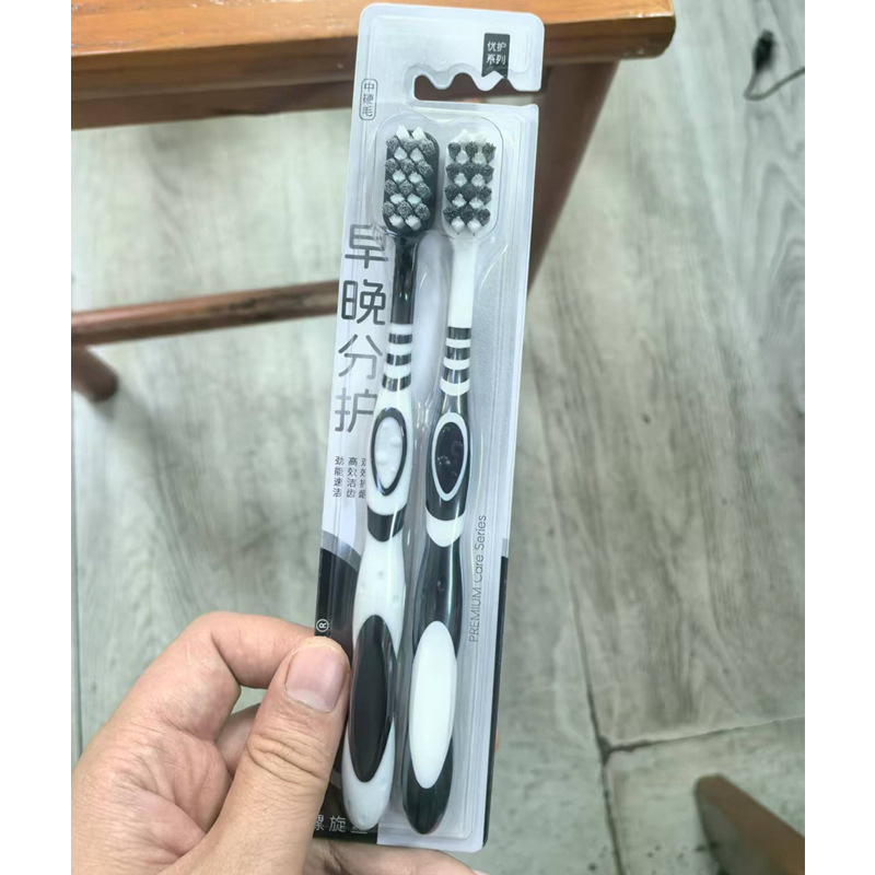 Cepillo de dientes blanco y negro de cabello duro para adultos de alta calidad espiral limpieza doméstica profunda para hombres manchas de humo