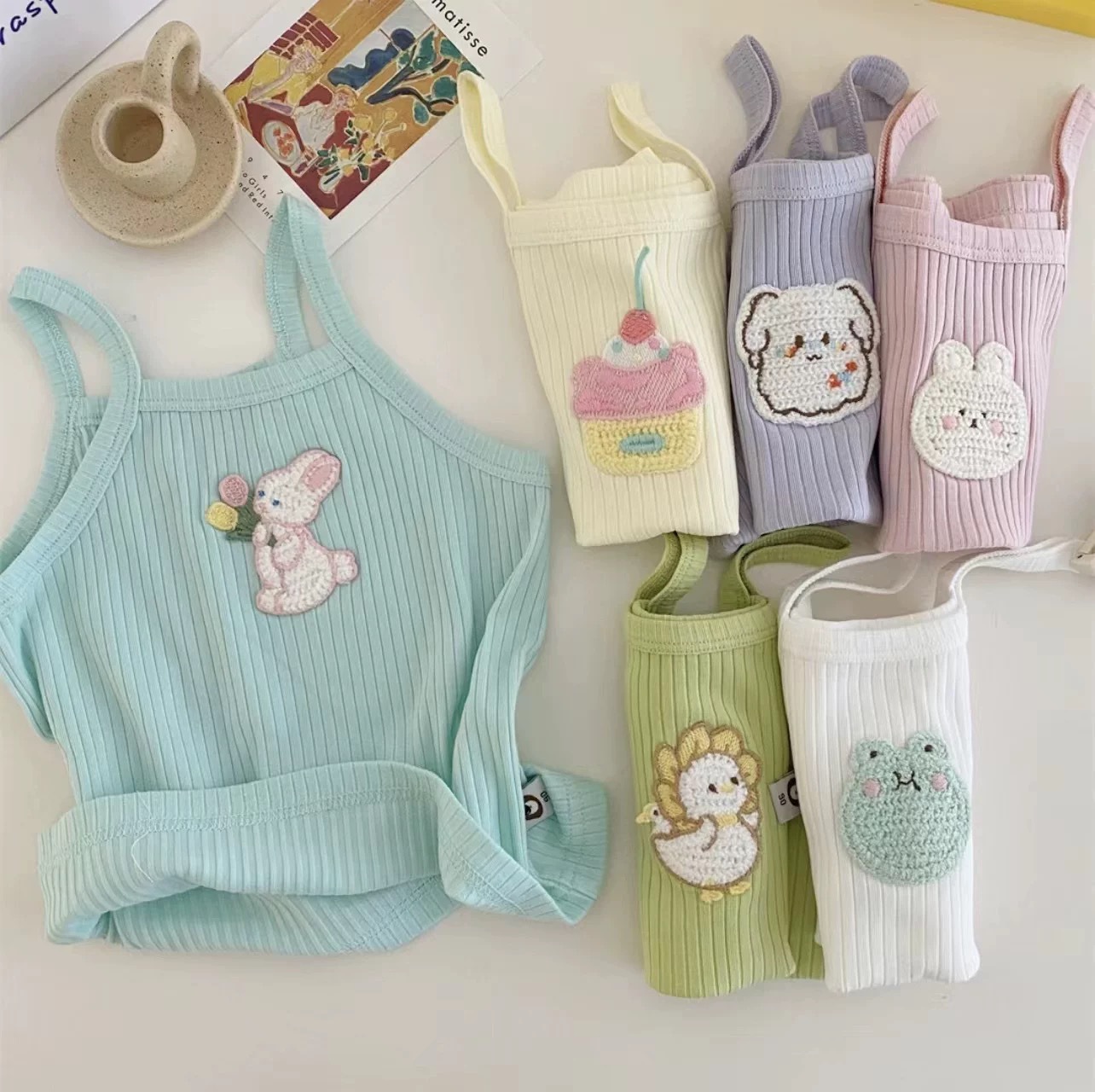 Ladies' Ice Silk Camisole Summer Thin Version 2024 New Children's Outerwear Top for Kids Baby T-shirt Summer Dress
