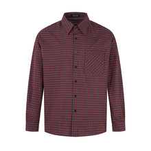 小格子长袖衬衫宽松百搭日系休闲翻领男士春秋季欧美潮牌格纹衬衣