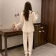 Autumn 2024 New Princess Style Pajamas Women's Cloud Cotton Solid Color Sweet Simple Comfortable Two-piece Set with Chest Pad