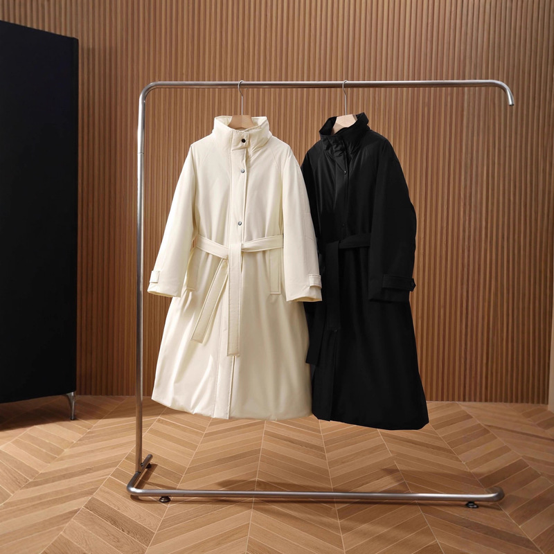 Designer 90 Goose down Long Silhouette Outdoor Waist Warm down Jacket Stand Collar Windbreaker Jacket Goose down Jacket