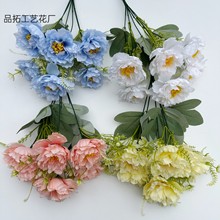 仿真6头波波牡丹 小清新花束室内家居装饰花艺软装假花 厂家批发