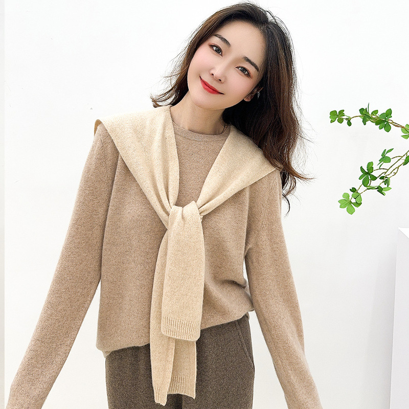 Pure Cashmere Waistcoat Cape Small Shawl Pure Cashmere Shoulder Pad Knitted Scarf Women's Sweater Outer Wear Women's Fashion