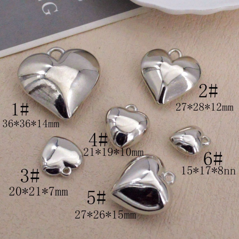 Electroplated Gold and Silver Ccb Heart Pendant, Color-Preserving Peach Heart Charm, Three-Dimensional Acrylic Heart-Shaped Necklace DIY Jewelry Accessories