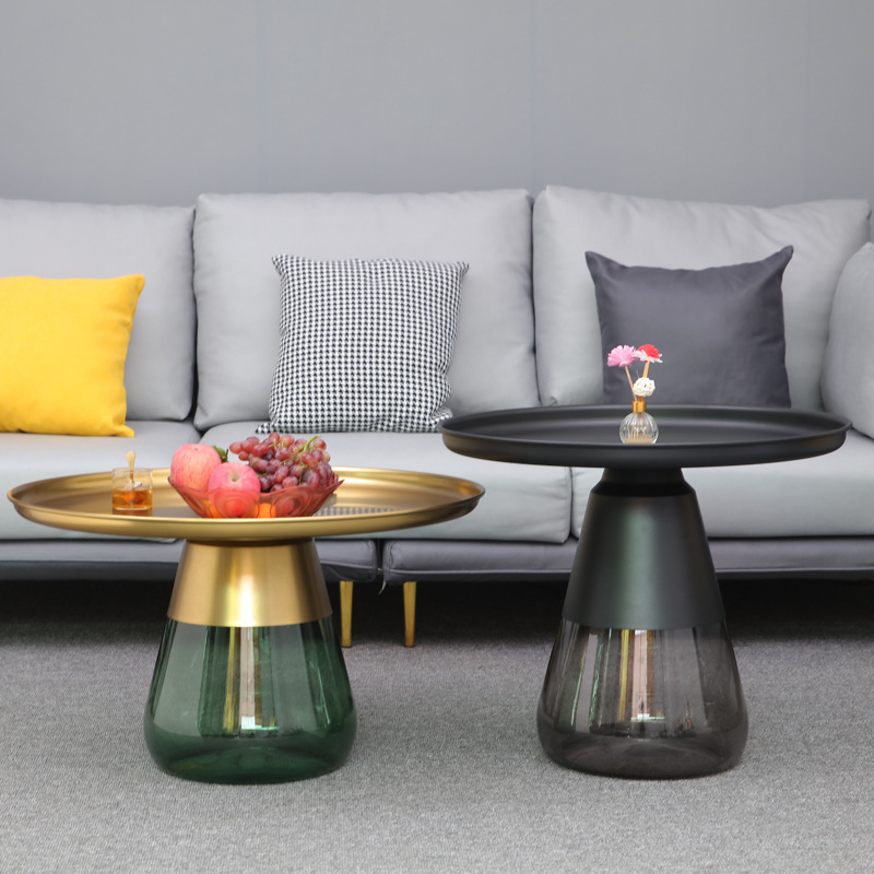 Modern Simple glass coffee table round creative light luxury small…