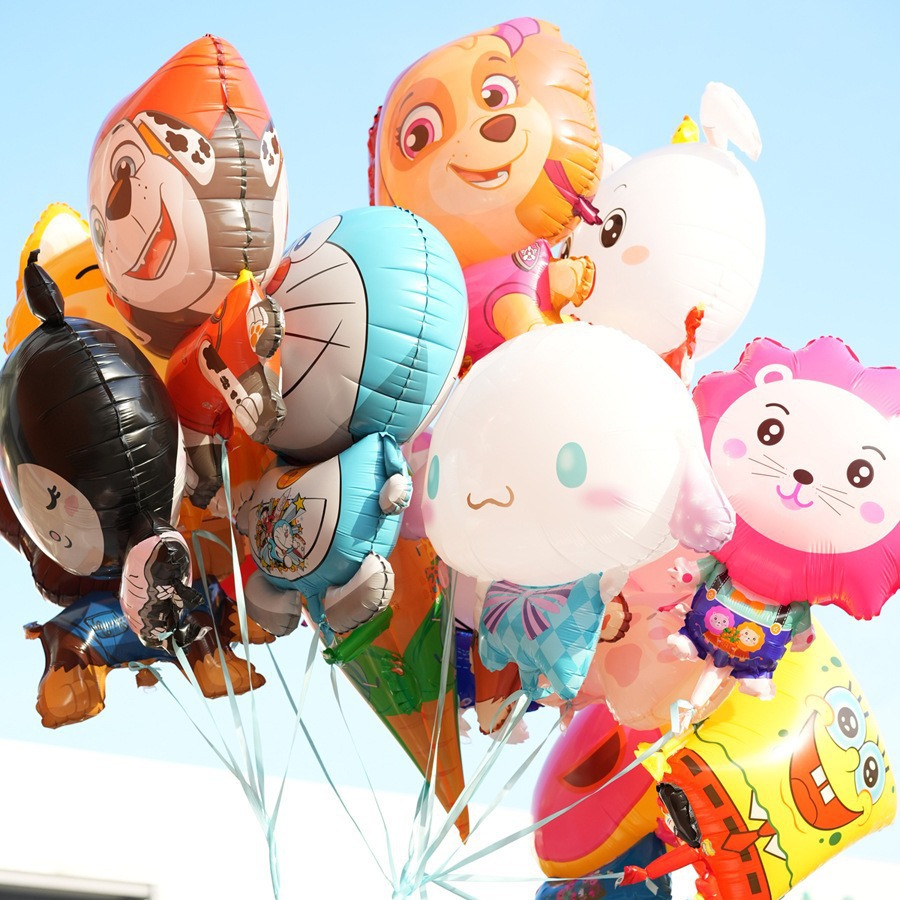 With floating balloons