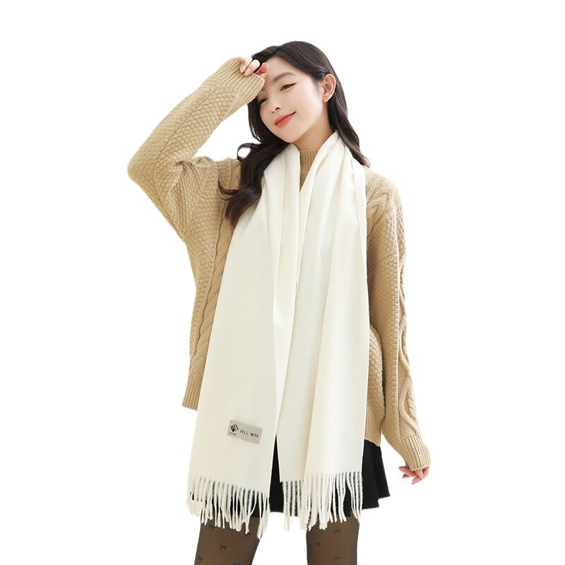 カシミヤのマフラーの女性は秋冬にカシミヤのマフラーをまねて男性のショールの高級感の純色のウールのマフラーの卸売りをします。|undefined