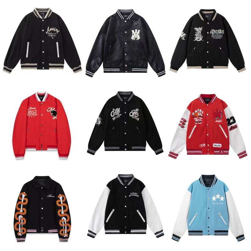 Cross-Border High-Quality Amiri Spring New Casual Versatile Color-Blocking Jacket Baseball Coat Couple Style