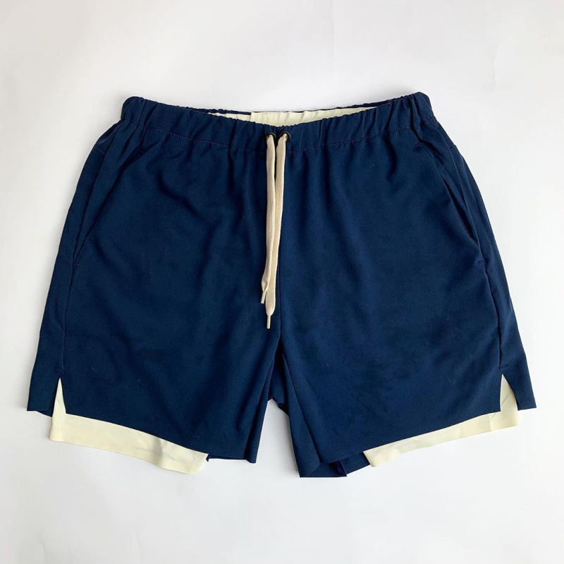 Men's double-layer shorts American casual fitness training pants outer mesh breathable inner layer milk silk skin-friendly Men's double-layer shorts American casual fitness training pants outer mesh breathable inner layer milk silk skin-friendly