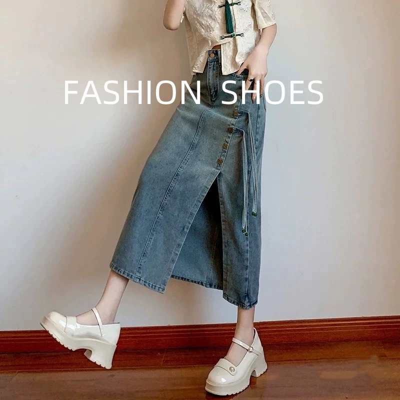 Сладкий нежный ветер одиночные туфли Мэри Джейн женские толстые подошвы толстые каблуки и легкие рты