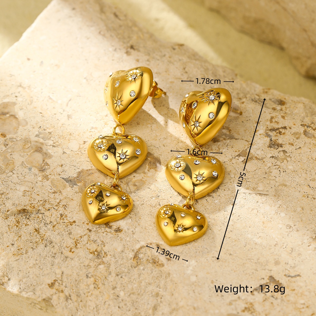 Titanium Steel Material Heart Shape Pattern Women's Gender 1 Pair Simple Style Heart Shape Titanium Steel Drop Earrings