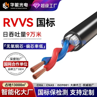 加工定制 RVVS电源线2芯无氧铜芯0.5 0.75 1 1.5平方护套软线缆