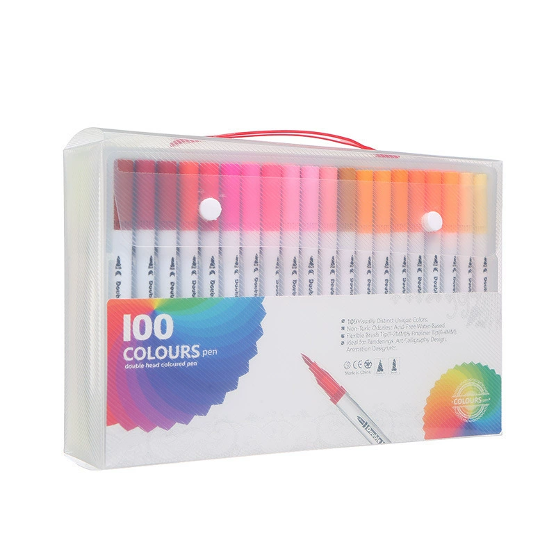 Акварель, детские мелки, двусторонняя кисть, художественный маркер, лайнер, набор
