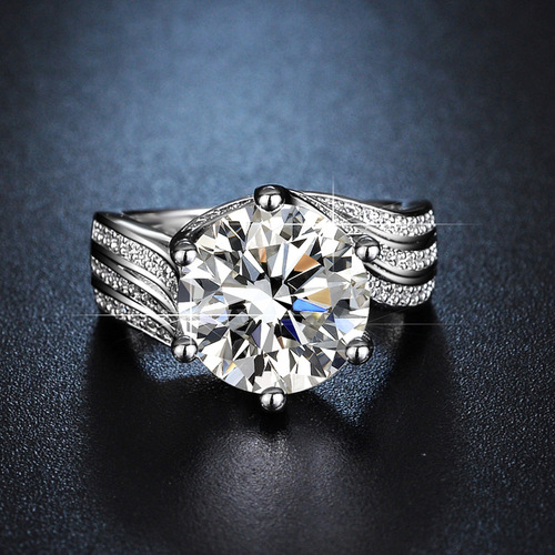 Hot selling princess big diamond pigeon egg luxury 5 carat simulated diamond ring women's high carbon moissanite ring ring