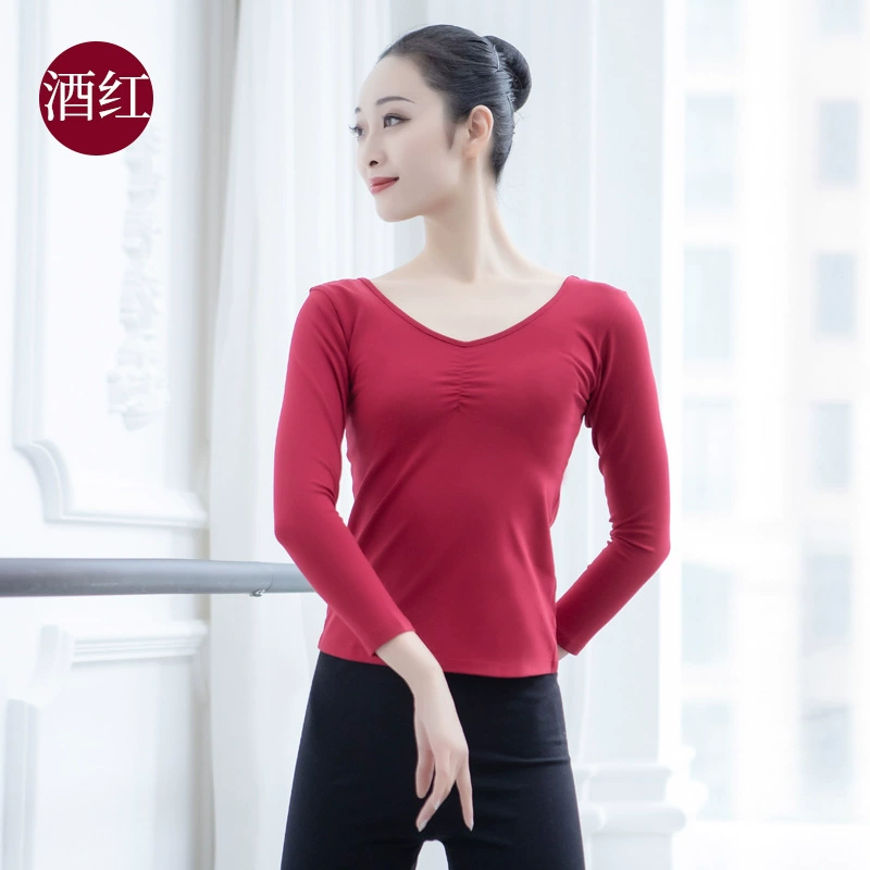 Весенне-осеннее боди Одежда для танцевальной практики Женская футболка с коротким рукавом Топ с v-образным вырезом Тренировочная одежда для художественных экзаменов Одежда для йоги Одежда для танцев