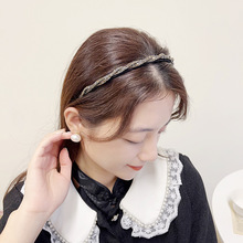 韓版時尚少女頭箍雙根曲線水晶薈萃不掉鑽發夾無異味百搭簡約頭飾