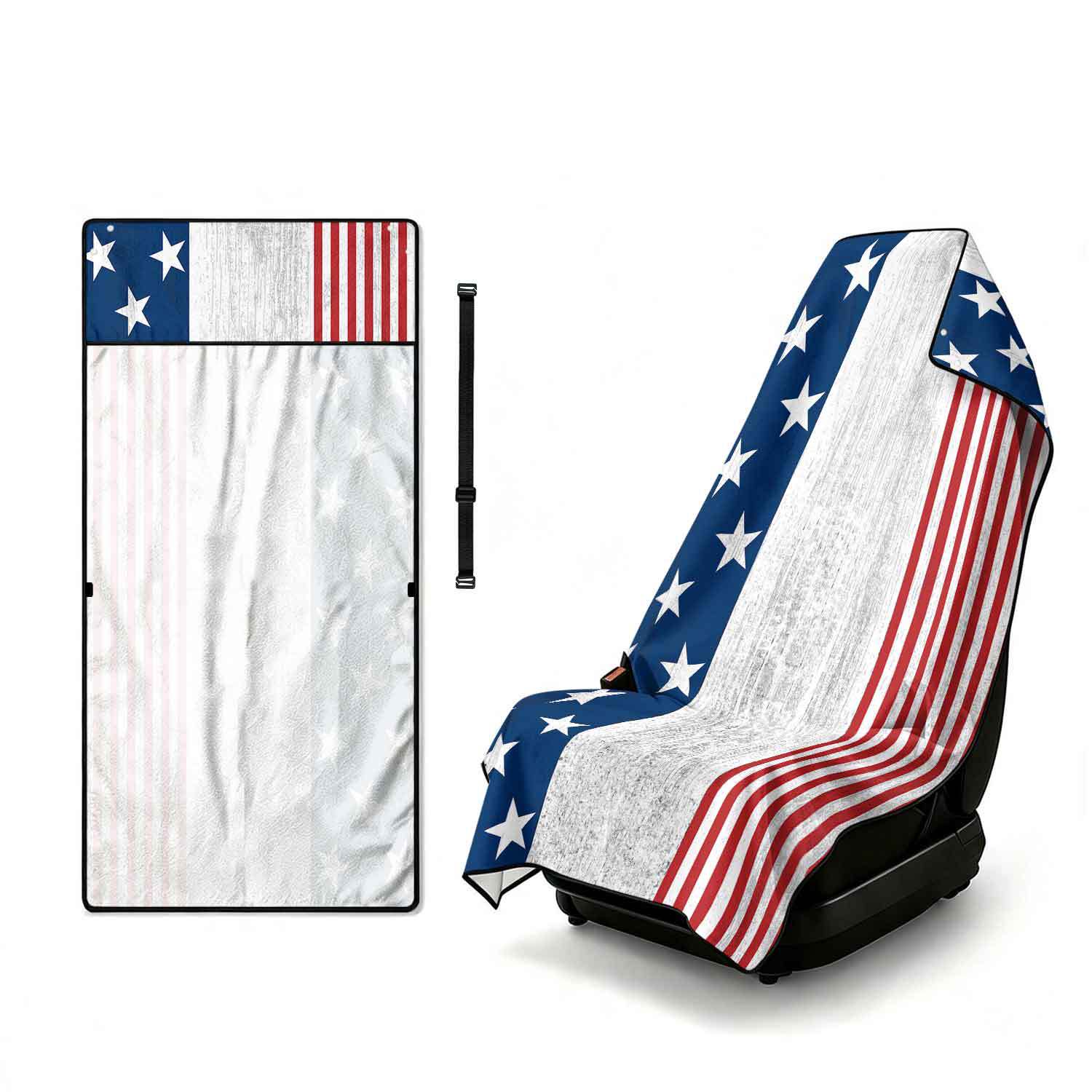 Printed bath towel and car seat cover 2-in-1, ultra-fine fiber outdoor beach and car dual-use universal seat cushion