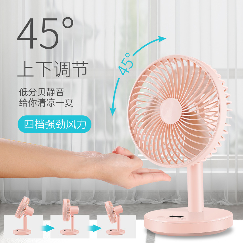 Transfronterizos OEM sincronización de pantalla digital ventilador de escritorio carga USB oficina en el hogar mini LED batería recargable silenciosa
