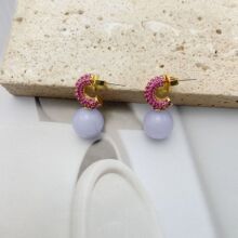 新款时尚气质镶嵌水钻小众百搭双C造型个性通勤潮流轻奢耳钉耳饰