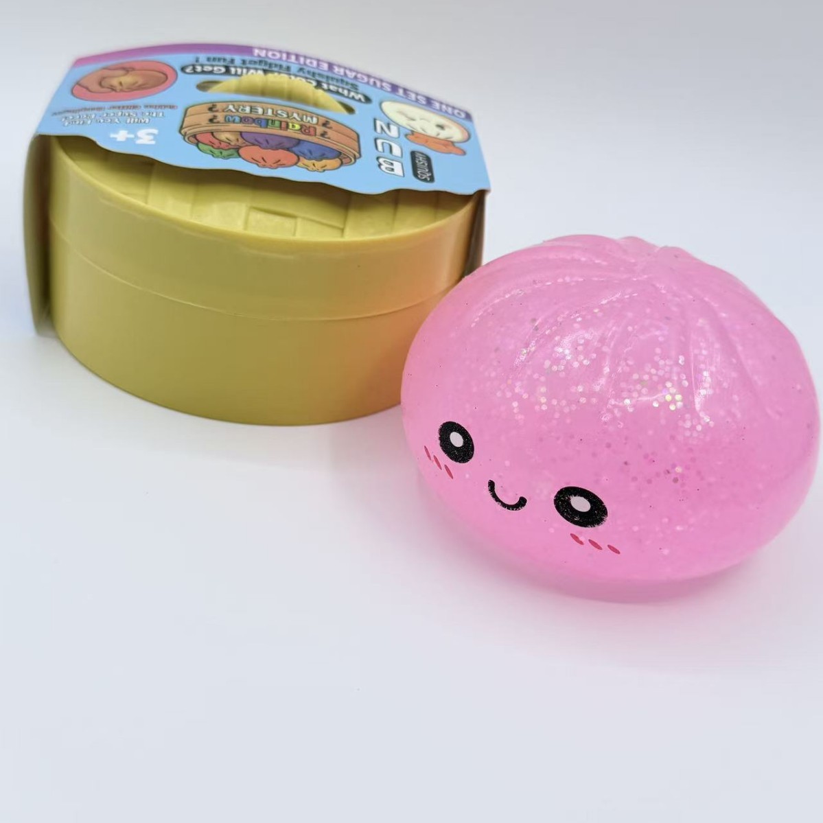 Transfronterizo Glitter Dumpling Squishy con caja extrusión dumpling juguete de descompresión sensorial
