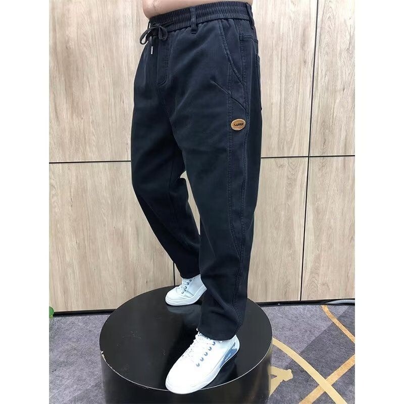 Japanese-Style Autumn New Dad Pants Casual Elastic Waist Straight-Leg Jeans Versatile Loose Small Straight-Angle Pants Men's Style