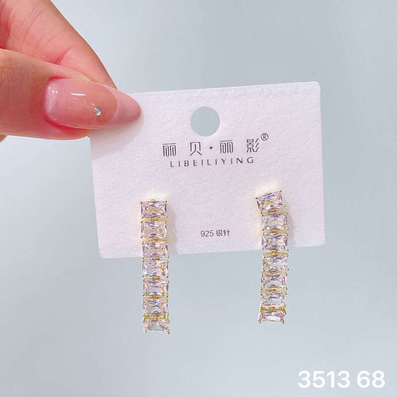 丽银丽贝丽影新款欧美时尚超闪锆石耳钉气质名媛风高级感轻奢耳饰|undefined