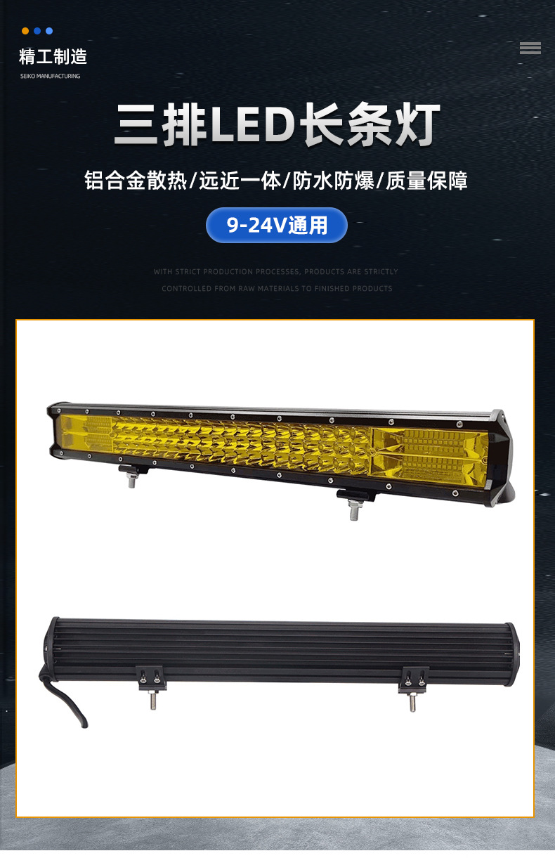 H28 Three-Row Led Energy-Saving Strip Light Waterproof Ultra-Bright Engineering Maintenance Work Wholesale Headlight Off-Road Vehicle Roof Strong Light