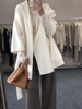 [Jiheli]Cashmere overcoat lady Water ripples Bathrobe Frenum Double-sided it jacket have cash less than that is registered in the accounts coat